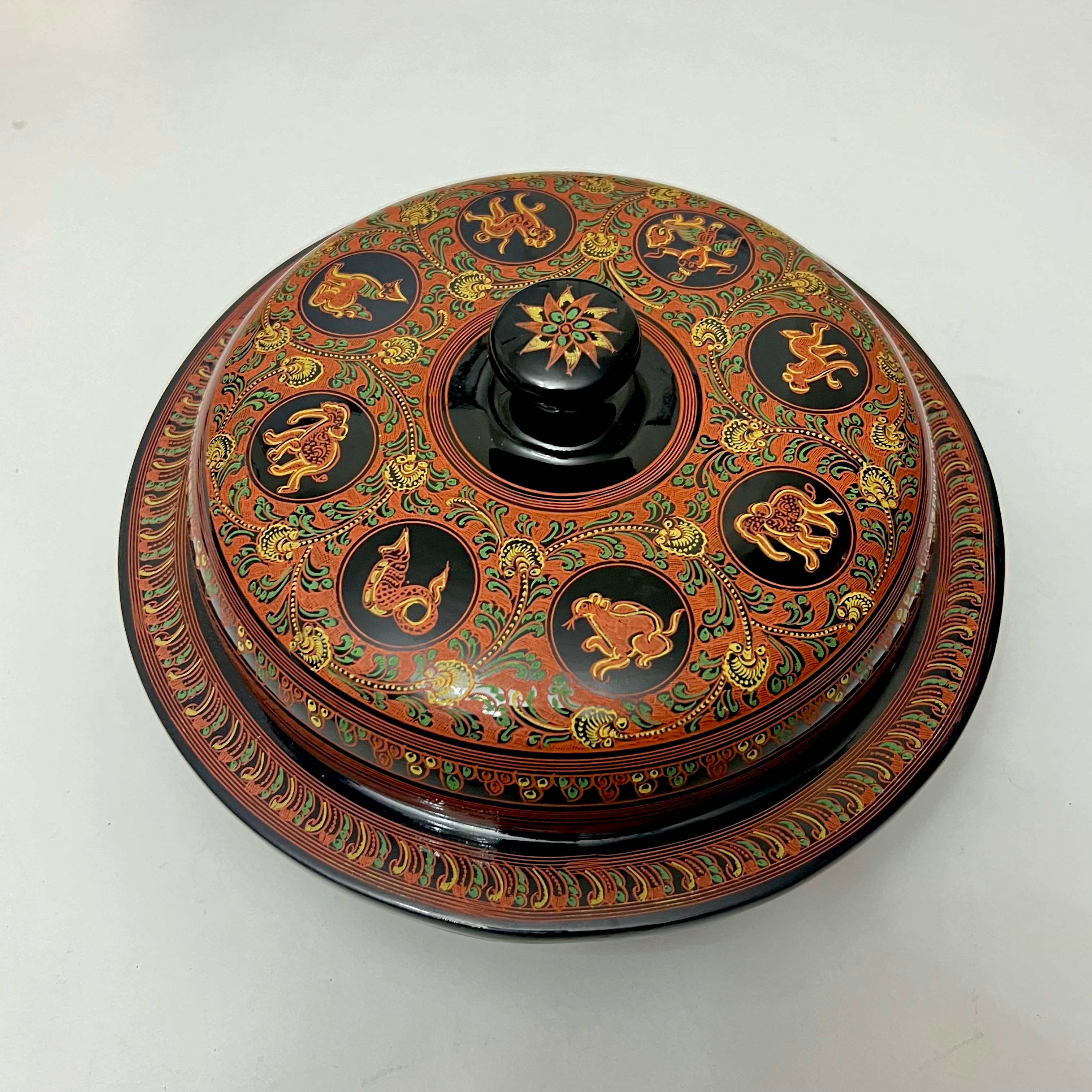 Myanmar Lacquerware Tea Leaf Salad Serving Bold, 8 inches - 5