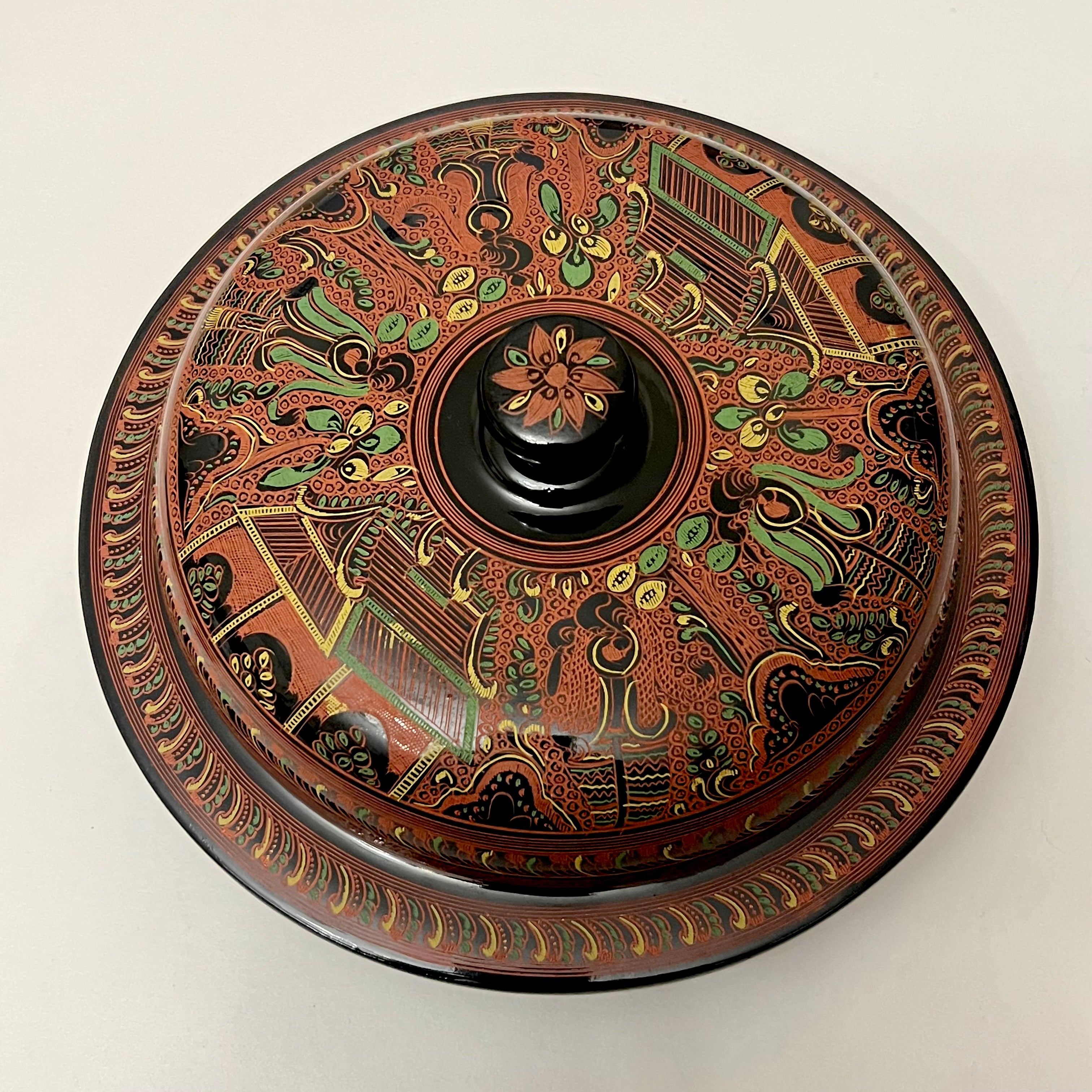 Myanmar Lacquerware Tea Leaf Salad Serving Bold, 8 inches - 7