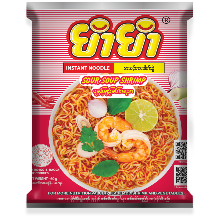 Yum Yum - Sour Soup Shrimp Flavor  Instant Noodle (60g) ယမ်ယမ်ပုစွန်ချည်စပ်အရသာ