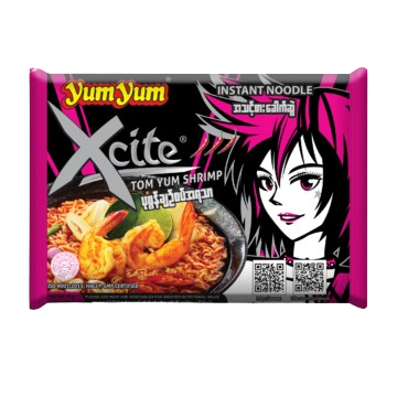 Yum Yum Xcite -  Tom Yum Shrimp Flavor Instant Noodle (Soup) (70g) ယမ်ယမ် တုံယမ်းပုစွန်အရသာ