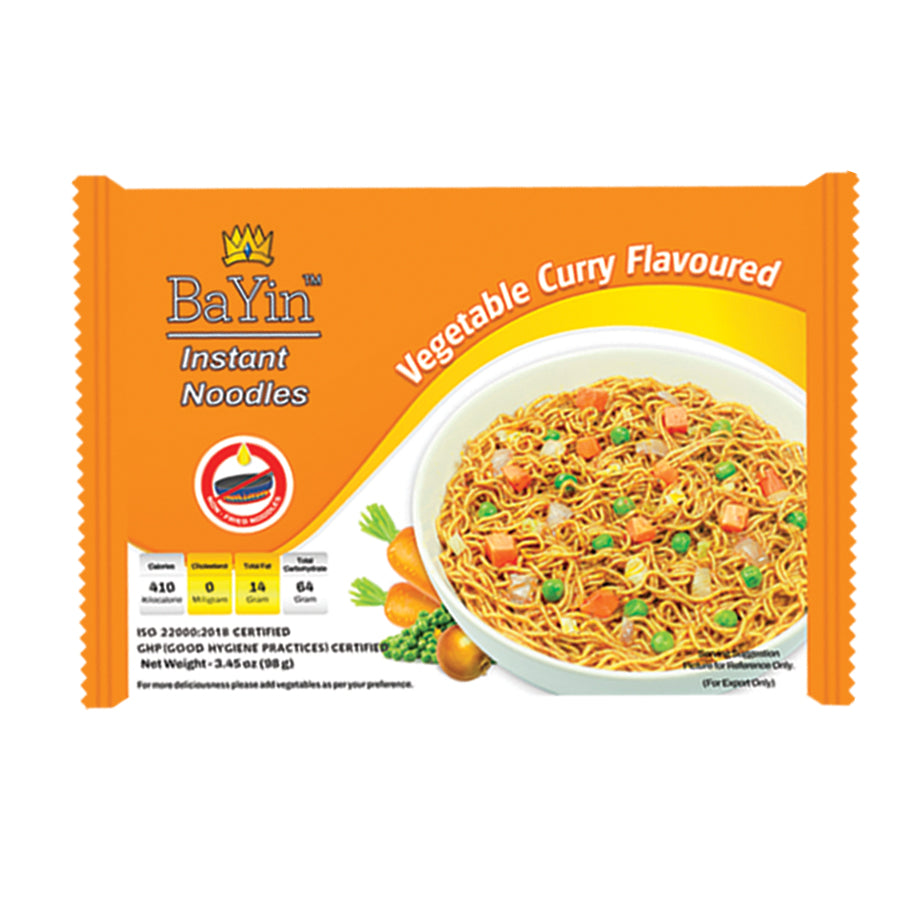 BaYin - Vegetable Curry Flavoured Instant Noodle (Dry) (98g) ဘုရင်-သက်သတ်လွတ်မဆလာအရသာ