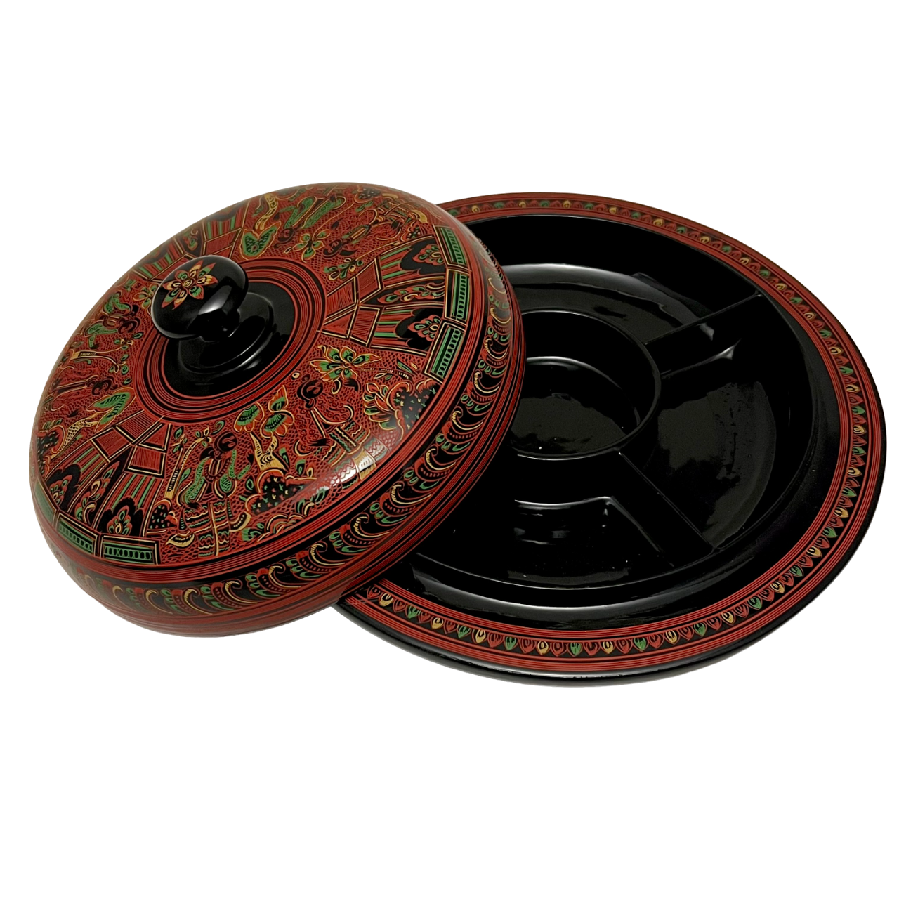 Myanmar Lacquerware Tea Leaf Salad Serving Bold, 8 inches - 1